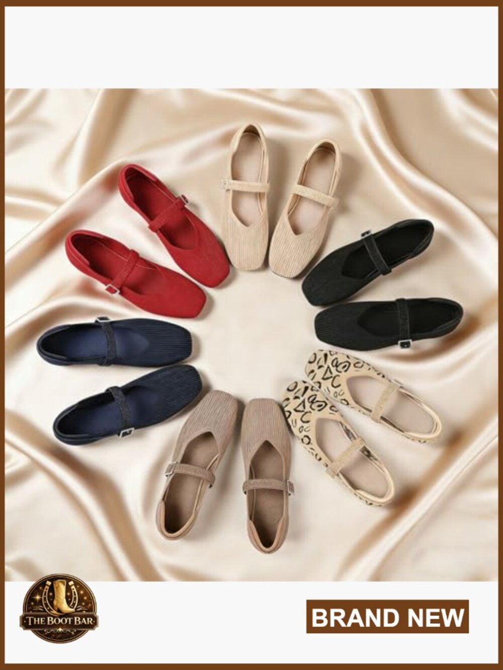 Mary Jane Flats Casual Ballet Knit Square Toe Ankle Strap Comfort Office Shoes - Picture 6 of 7